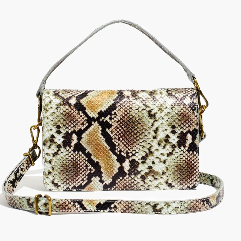 Madewell Convertible Crossbody Bag in Snake Embossed Leather